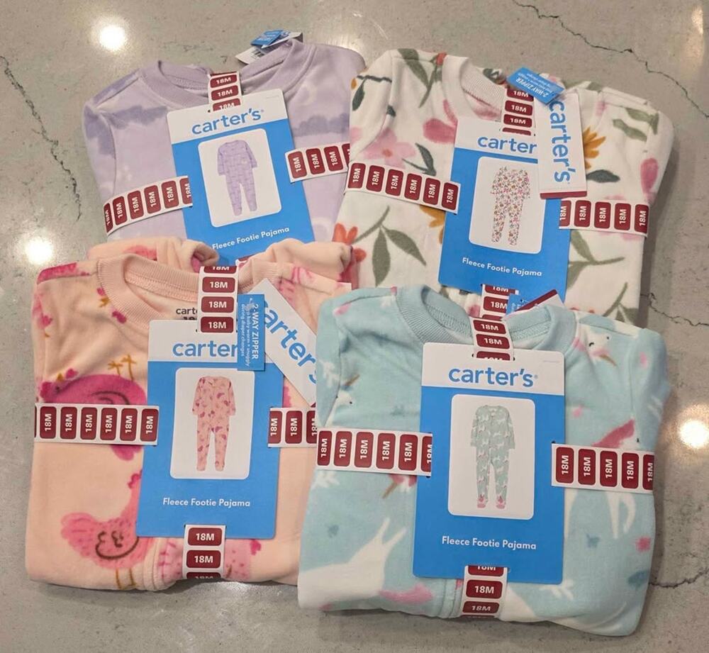 New Carter's Fleece Footie Pajamas Size 18M - Lot of 4